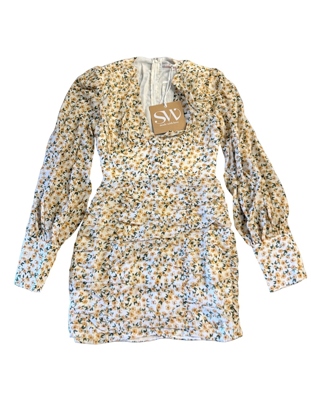 Seven Wonders Yellow Floral Long-Sleeve Ruffle Dress